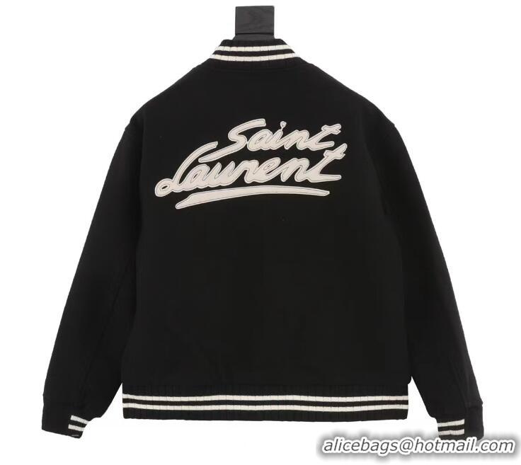 Buy Discount Saint Laurent Logo-print Wool-blend Varsity Jacket Y7412