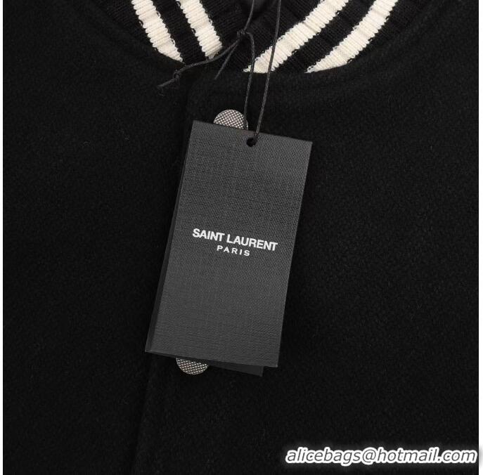 Buy Discount Saint Laurent Logo-print Wool-blend Varsity Jacket Y7412