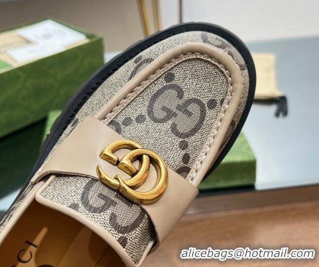 Best Price Gucci GG Canvas Platform Loafers 4.5cm with GG Light Beige 025034