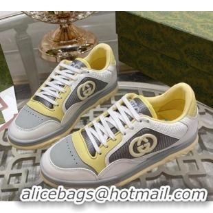 Cheap Price Gucci MAC80 Sneakers in Leather and Fabric Light Yellow 025037