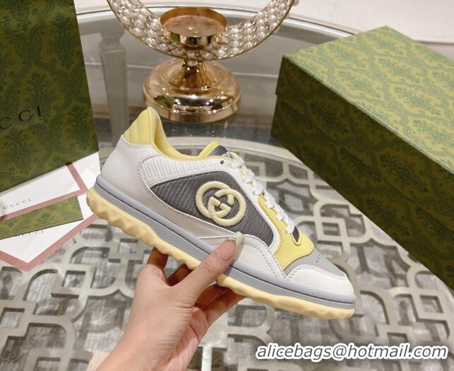 Cheap Price Gucci MAC80 Sneakers in Leather and Fabric Light Yellow 025037