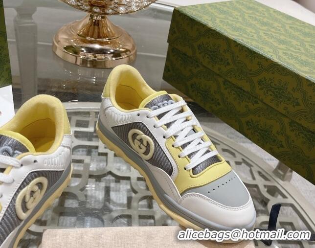 Cheap Price Gucci MAC80 Sneakers in Leather and Fabric Light Yellow 025037