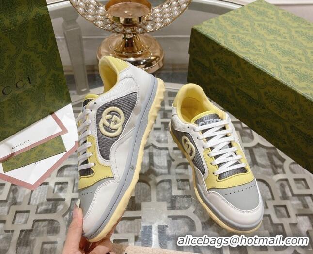 Cheap Price Gucci MAC80 Sneakers in Leather and Fabric Light Yellow 025037