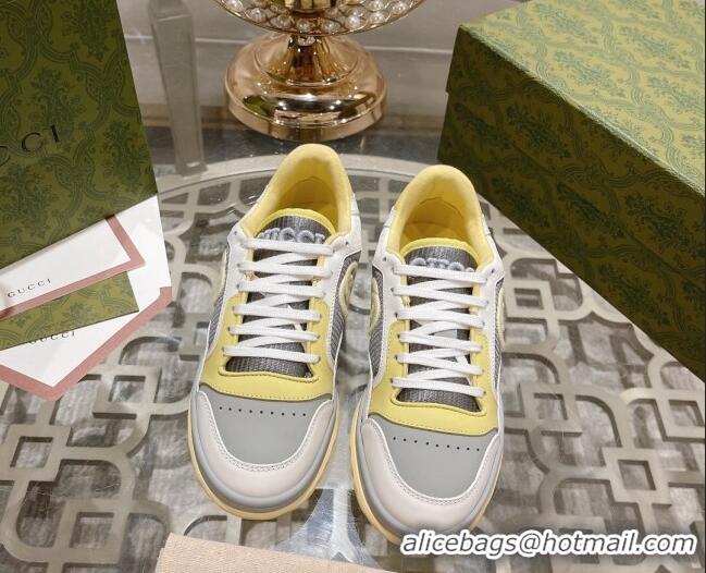 Cheap Price Gucci MAC80 Sneakers in Leather and Fabric Light Yellow 025037