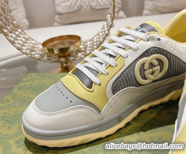 Cheap Price Gucci MAC80 Sneakers in Leather and Fabric Light Yellow 025037