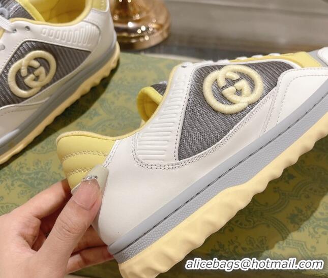 Cheap Price Gucci MAC80 Sneakers in Leather and Fabric Light Yellow 025037