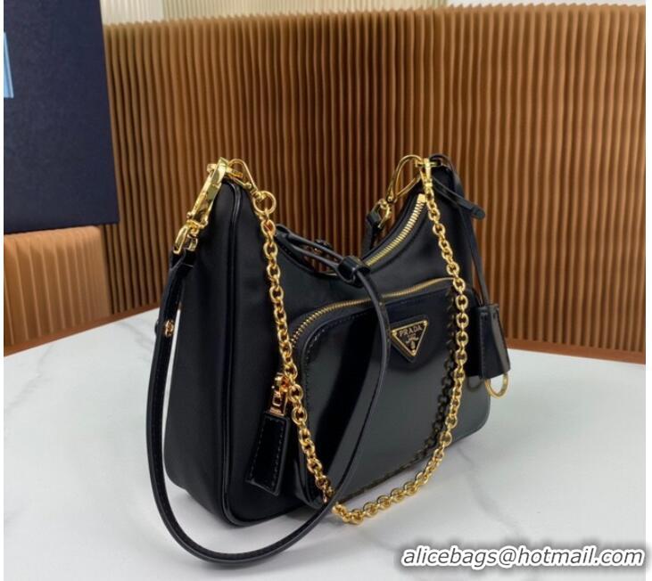 Buy Discount Prada Re-Nylon and brushed leather mini-bag 1BC198 Black