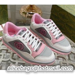 Luxury Cheap Gucci MAC80 Sneakers in Leather and Fabric Light Pink 025038