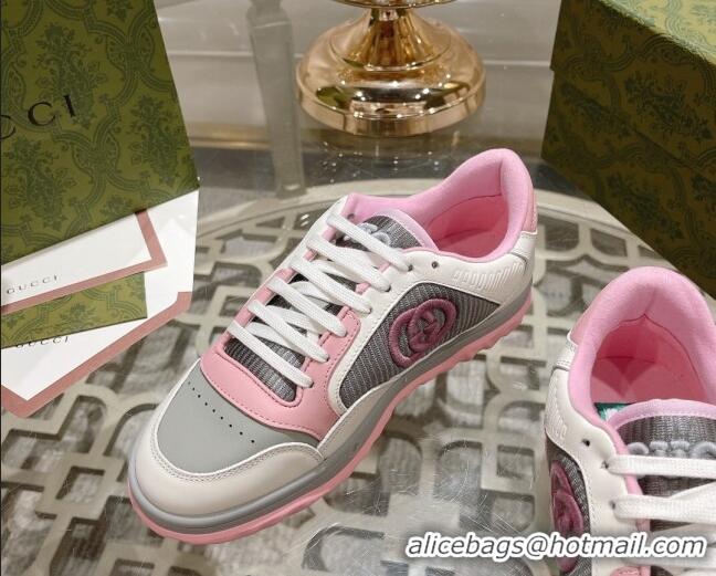 Luxury Cheap Gucci MAC80 Sneakers in Leather and Fabric Light Pink 025038