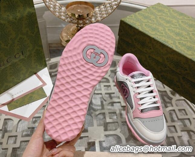 Luxury Cheap Gucci MAC80 Sneakers in Leather and Fabric Light Pink 025038