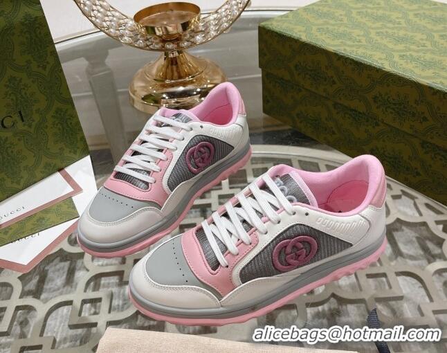 Luxury Cheap Gucci MAC80 Sneakers in Leather and Fabric Light Pink 025038