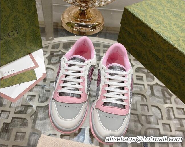 Luxury Cheap Gucci MAC80 Sneakers in Leather and Fabric Light Pink 025038