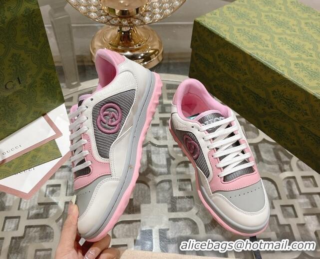 Luxury Cheap Gucci MAC80 Sneakers in Leather and Fabric Light Pink 025038