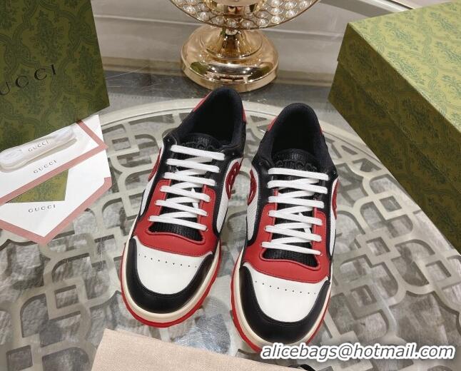 Popular Style Gucci MAC80 Sneakers in Leather and Fabric Black/White/Red 025039