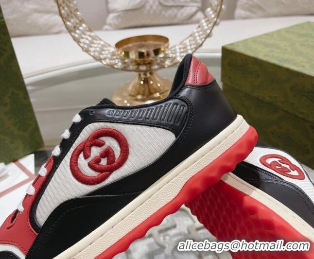 Popular Style Gucci MAC80 Sneakers in Leather and Fabric Black/White/Red 025039