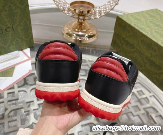 Popular Style Gucci MAC80 Sneakers in Leather and Fabric Black/White/Red 025039