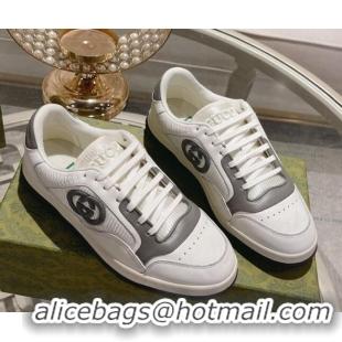 Shop Duplicate Gucci MAC80 Sneakers in Leather and Fabric Dark Grey 025040