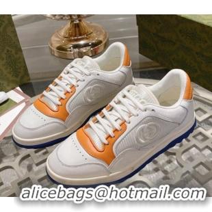 Top Design Gucci MAC80 Sneakers in Leather and Fabric Orange 025042