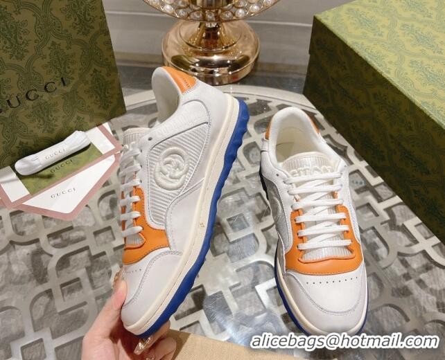 Top Design Gucci MAC80 Sneakers in Leather and Fabric Orange 025042