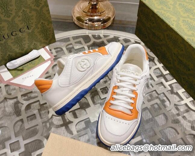 Top Design Gucci MAC80 Sneakers in Leather and Fabric Orange 025042