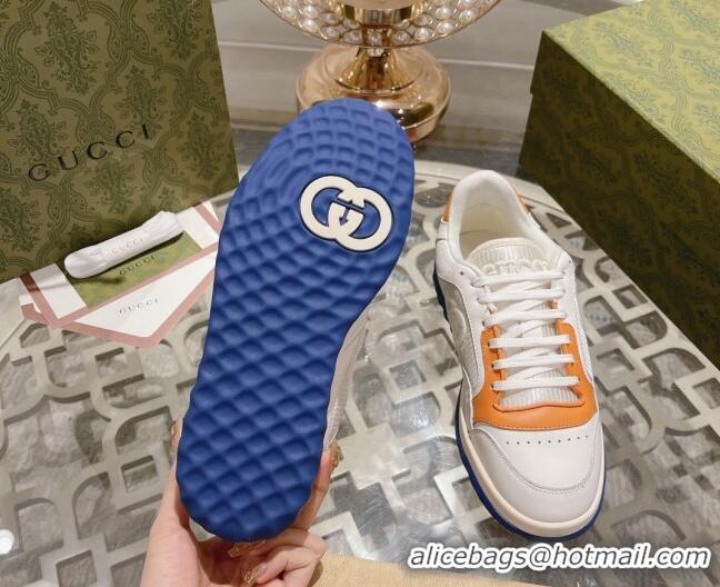 Top Design Gucci MAC80 Sneakers in Leather and Fabric Orange 025042