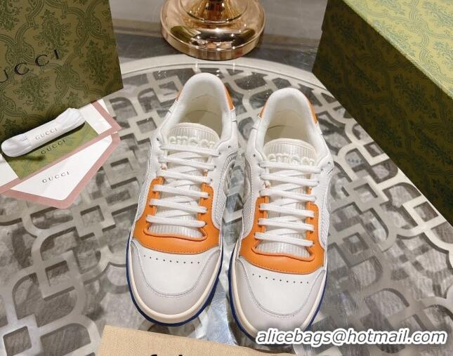 Top Design Gucci MAC80 Sneakers in Leather and Fabric Orange 025042