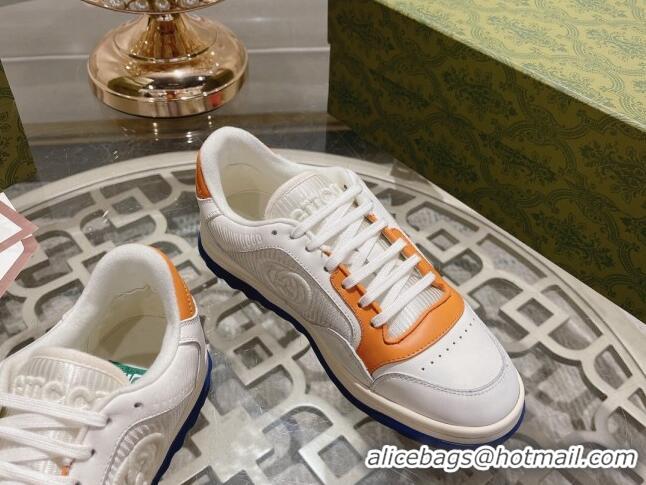 Top Design Gucci MAC80 Sneakers in Leather and Fabric Orange 025042