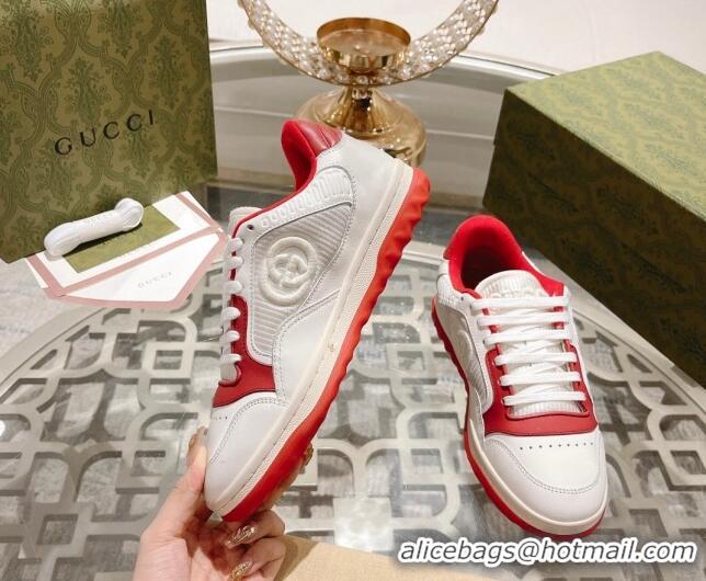 Cheap Price Gucci MAC80 Sneakers in Leather and Fabric Red 025043