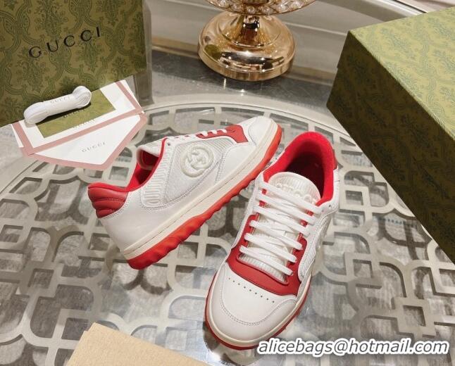 Cheap Price Gucci MAC80 Sneakers in Leather and Fabric Red 025043