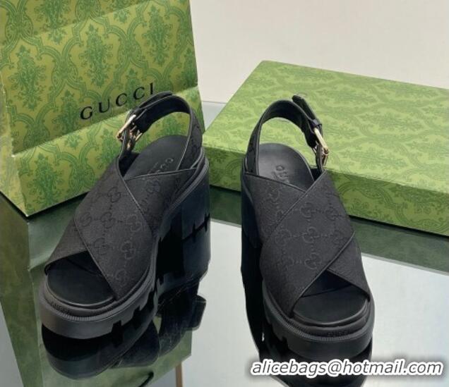 Lowest Cost Gucci GG Canvas Lug Sole Sandals 7cm Black 026110