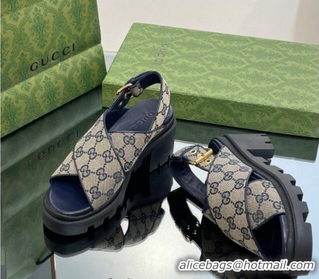 Trendy Design Gucci GG Canvas Lug Sole Sandals 7cm Grey/Blue 026111