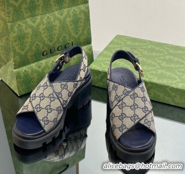 Trendy Design Gucci GG Canvas Lug Sole Sandals 7cm Grey/Blue 026111