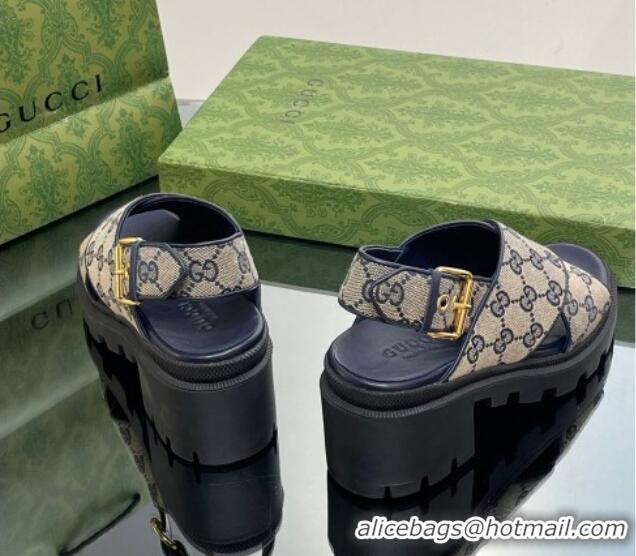 Trendy Design Gucci GG Canvas Lug Sole Sandals 7cm Grey/Blue 026111