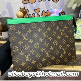 Famous Brand Louis Vuitton Monogram Macassar Canvas Pochette Voyage MM M82857 Green