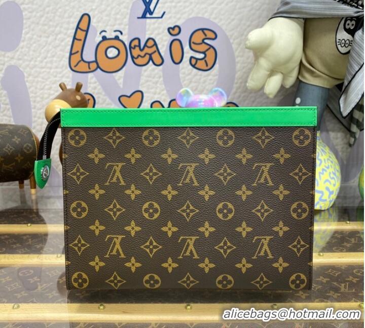 Famous Brand Louis Vuitton Monogram Macassar Canvas Pochette Voyage MM M82857 Green