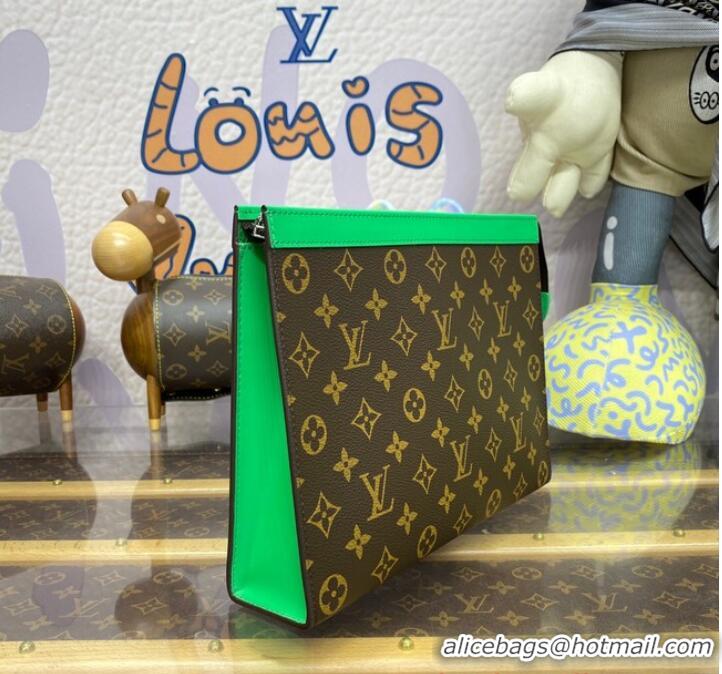 Famous Brand Louis Vuitton Monogram Macassar Canvas Pochette Voyage MM M82857 Green