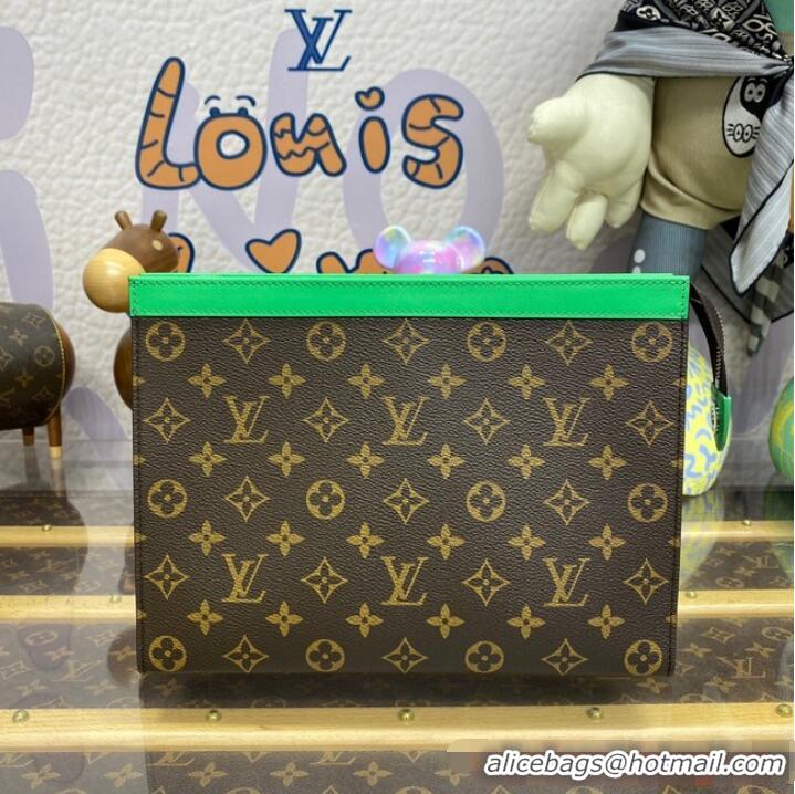 Famous Brand Louis Vuitton Monogram Macassar Canvas Pochette Voyage MM M82857 Green