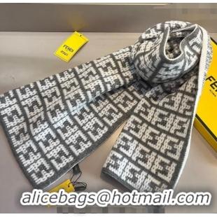 Famous Brand Fendi FF Knit Scarf 30x180cm F1123 Grey 2023