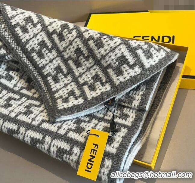 Famous Brand Fendi FF Knit Scarf 30x180cm F1123 Grey 2023