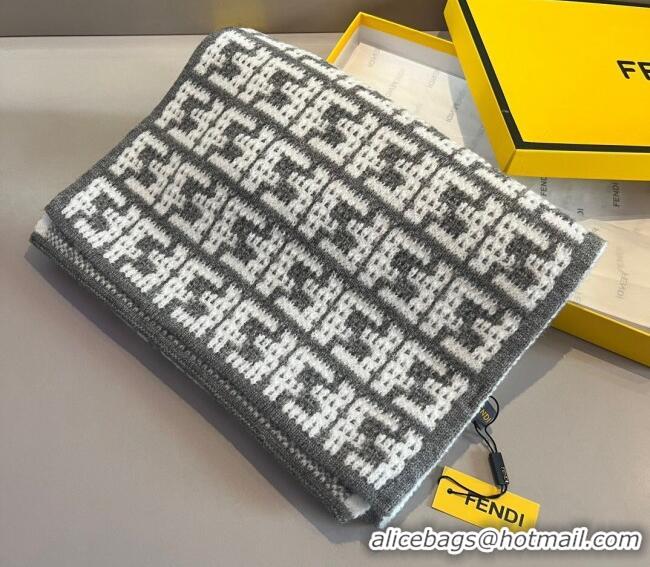 Famous Brand Fendi FF Knit Scarf 30x180cm F1123 Grey 2023