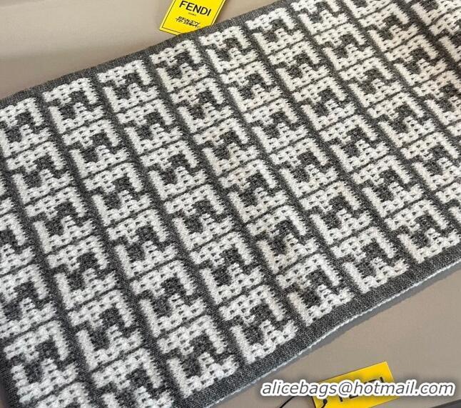 Famous Brand Fendi FF Knit Scarf 30x180cm F1123 Grey 2023