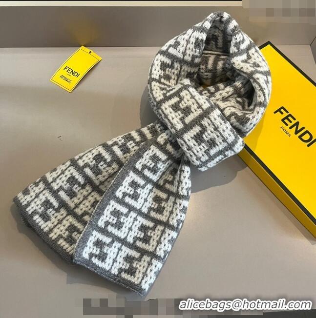 Famous Brand Fendi FF Knit Scarf 30x180cm F1123 Grey 2023