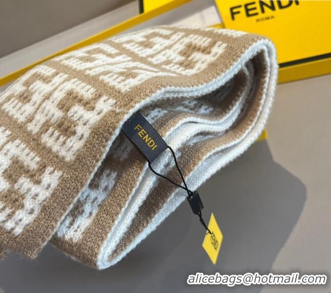 Super Quality Fendi FF Knit Scarf 30x180cm F1123 Beige 2023