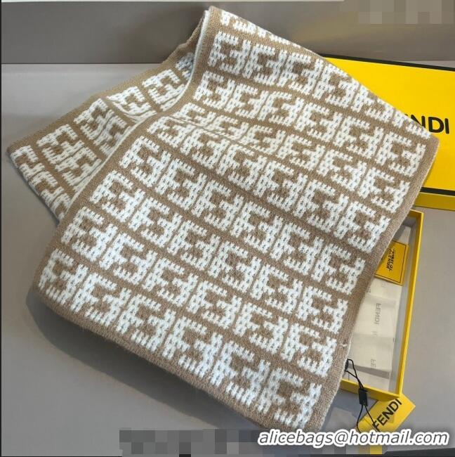 Super Quality Fendi FF Knit Scarf 30x180cm F1123 Beige 2023