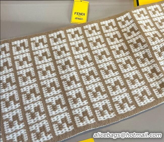 Super Quality Fendi FF Knit Scarf 30x180cm F1123 Beige 2023