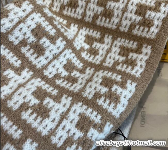 Super Quality Fendi FF Knit Scarf 30x180cm F1123 Beige 2023