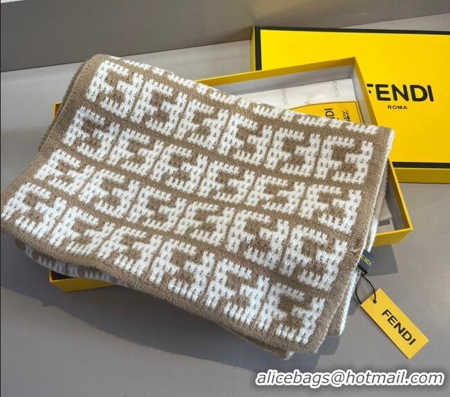 Super Quality Fendi FF Knit Scarf 30x180cm F1123 Beige 2023