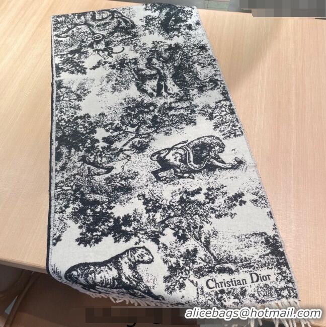 Shop Discount Dior Toile de Jouy Long Scarf 45x190cm 1123 Black 2023