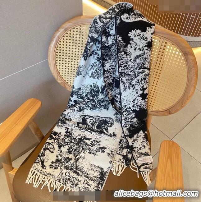 Shop Discount Dior Toile de Jouy Long Scarf 45x190cm 1123 Black 2023