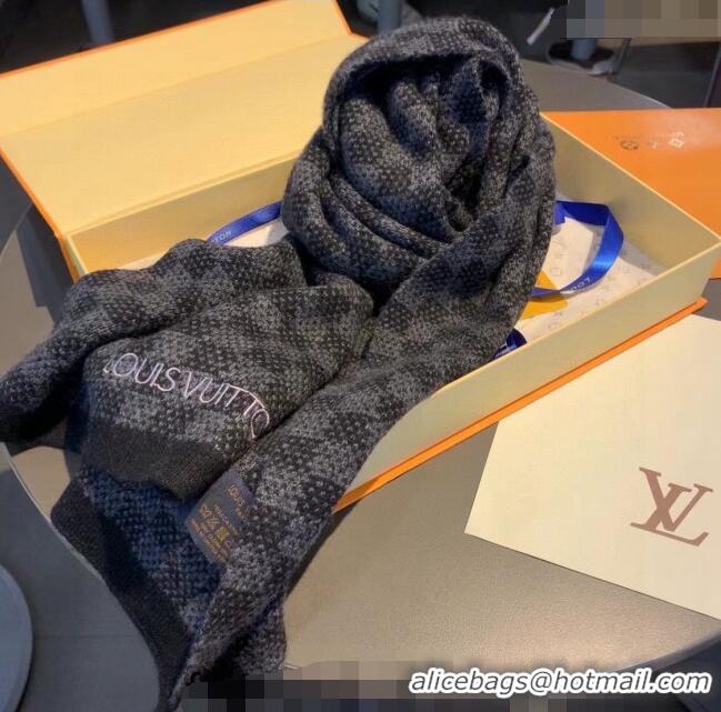 Low Cost Louis Vuitton Men's Damier Knit Scarf 35x170cm 1123 Black 2023